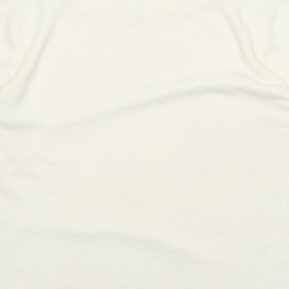 Mind Flower Womens White Round Neck Floral Acrylic Pullover Jumper Size L