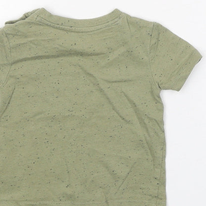 Peacocks Boys Green Cotton Basic T-Shirt Size 9-12 Months Round Neck Snap - Dinosaur