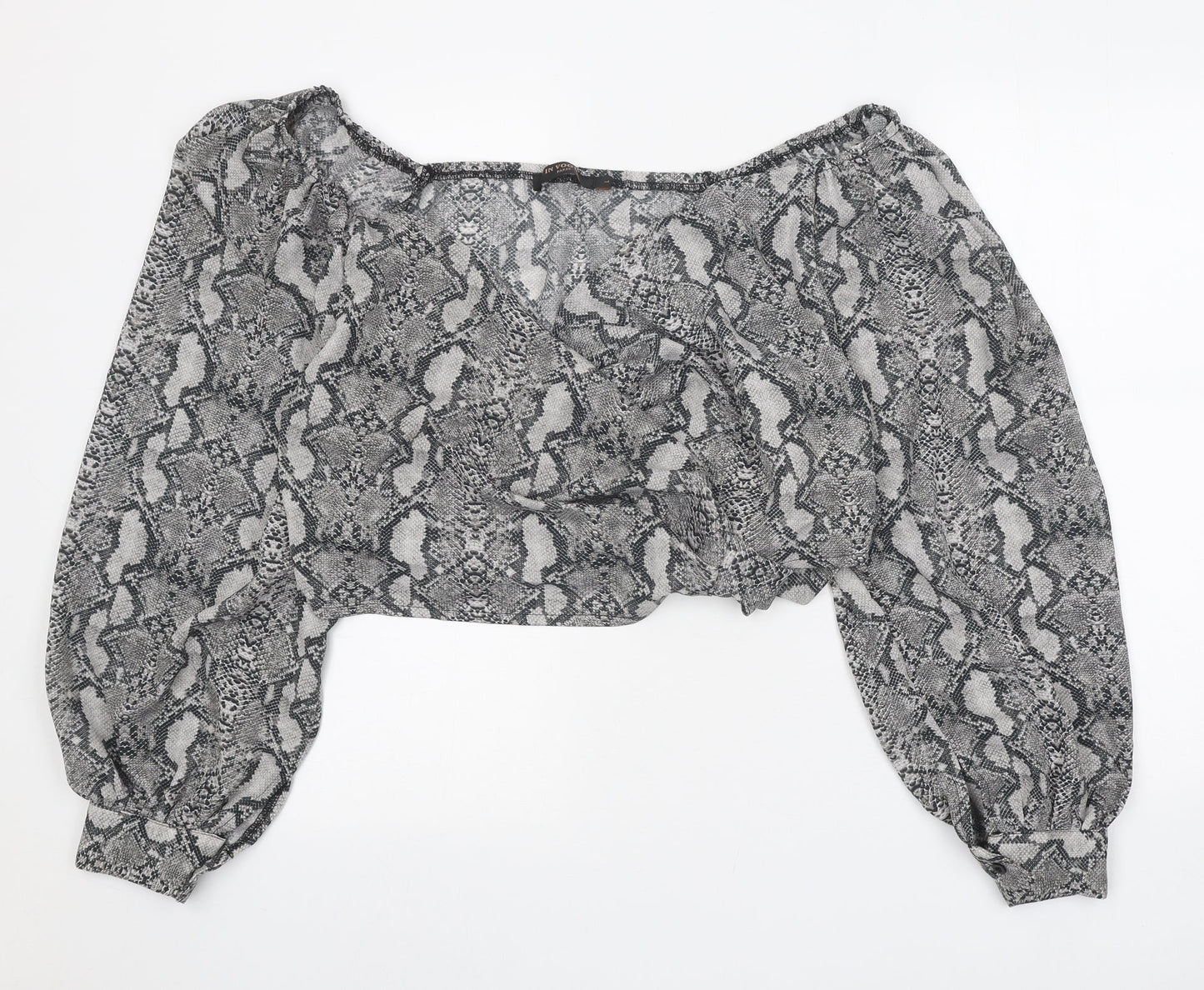 Womens UK Size L In Vogue Grey Cropped Blouse