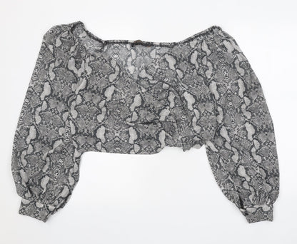 Womens UK Size L In Vogue Grey Cropped Blouse