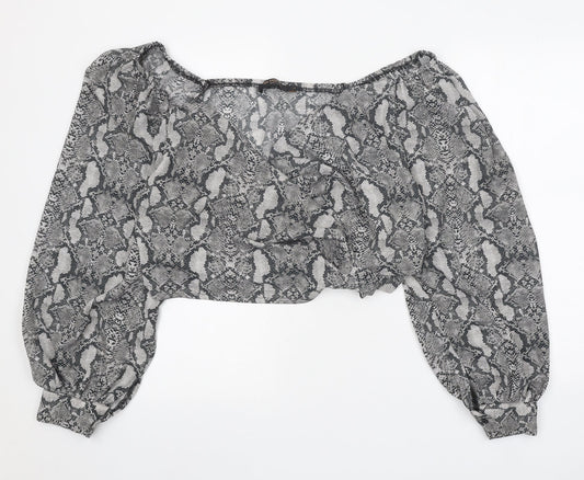 Womens UK Size L In Vogue Grey Cropped Blouse