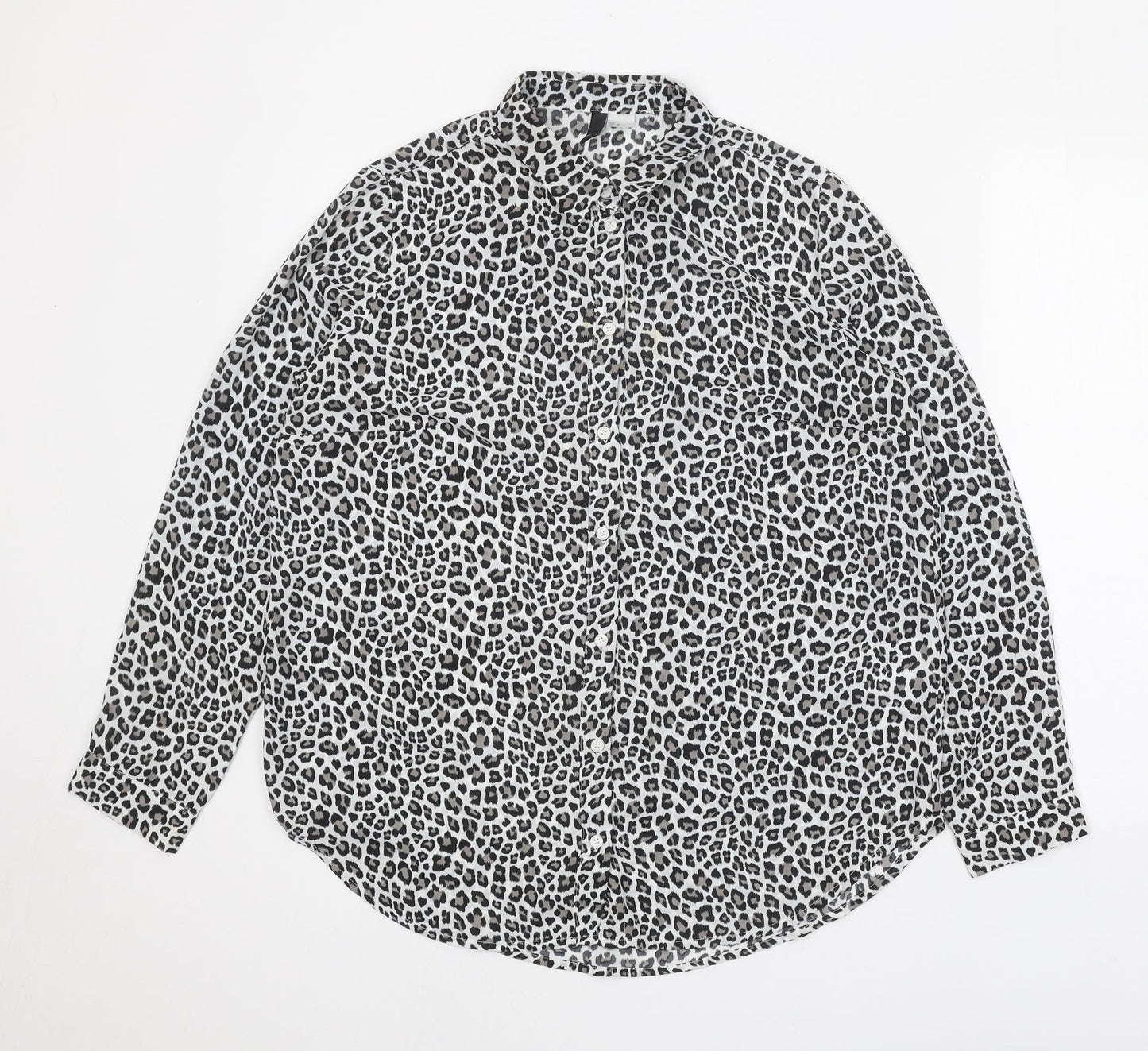 Womens UK Size M H&M White Basic Button-Up