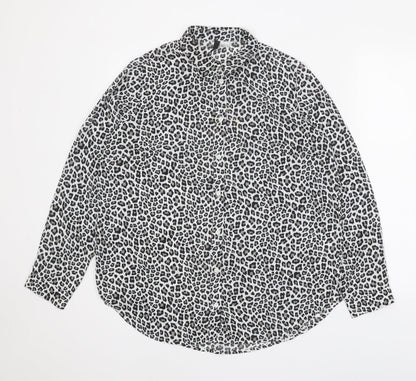 Womens UK Size M H&M White Basic Button-Up