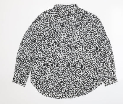 Womens UK Size M H&M White Basic Button-Up