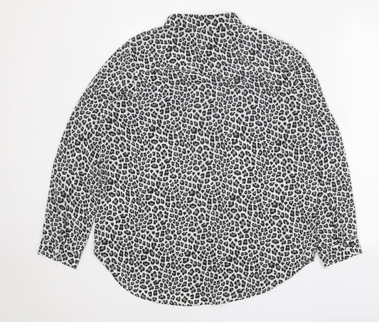 Womens UK Size M H&M White Basic Button-Up