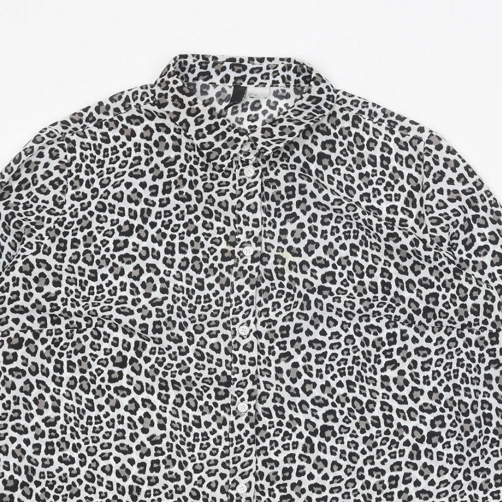 Womens UK Size M H&M White Basic Button-Up