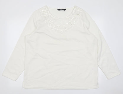 Womens UK Size L Bonmarché White Pullover Jumper