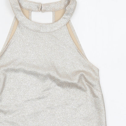 Womens UK Size 10 Oasis Beige Basic Tank