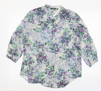 Womens UK Size 12 Logo Beige Basic Button-Up