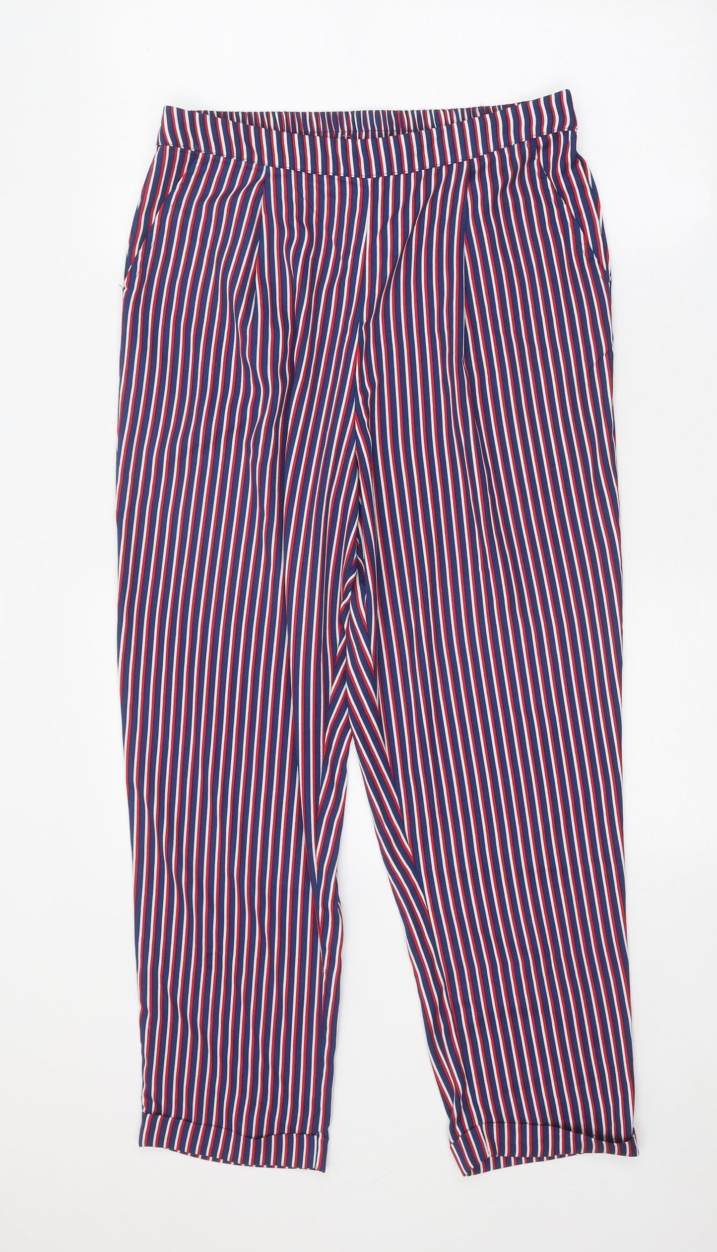 Studio Womens Multicoloured Striped Polyester Trousers Size 12 Regular
