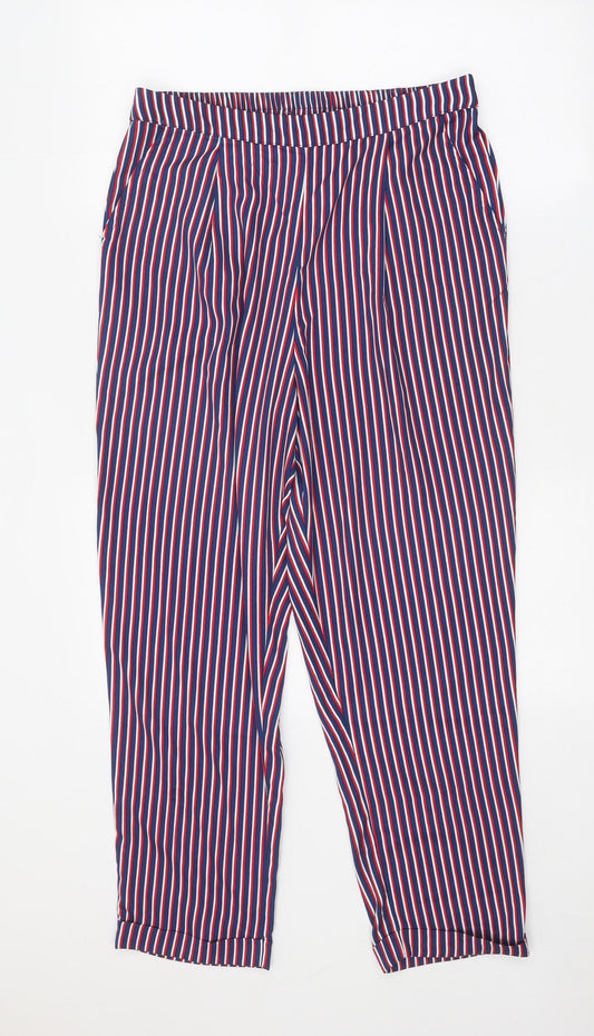 Studio Womens Multicoloured Striped Polyester Trousers Size 12 Regular
