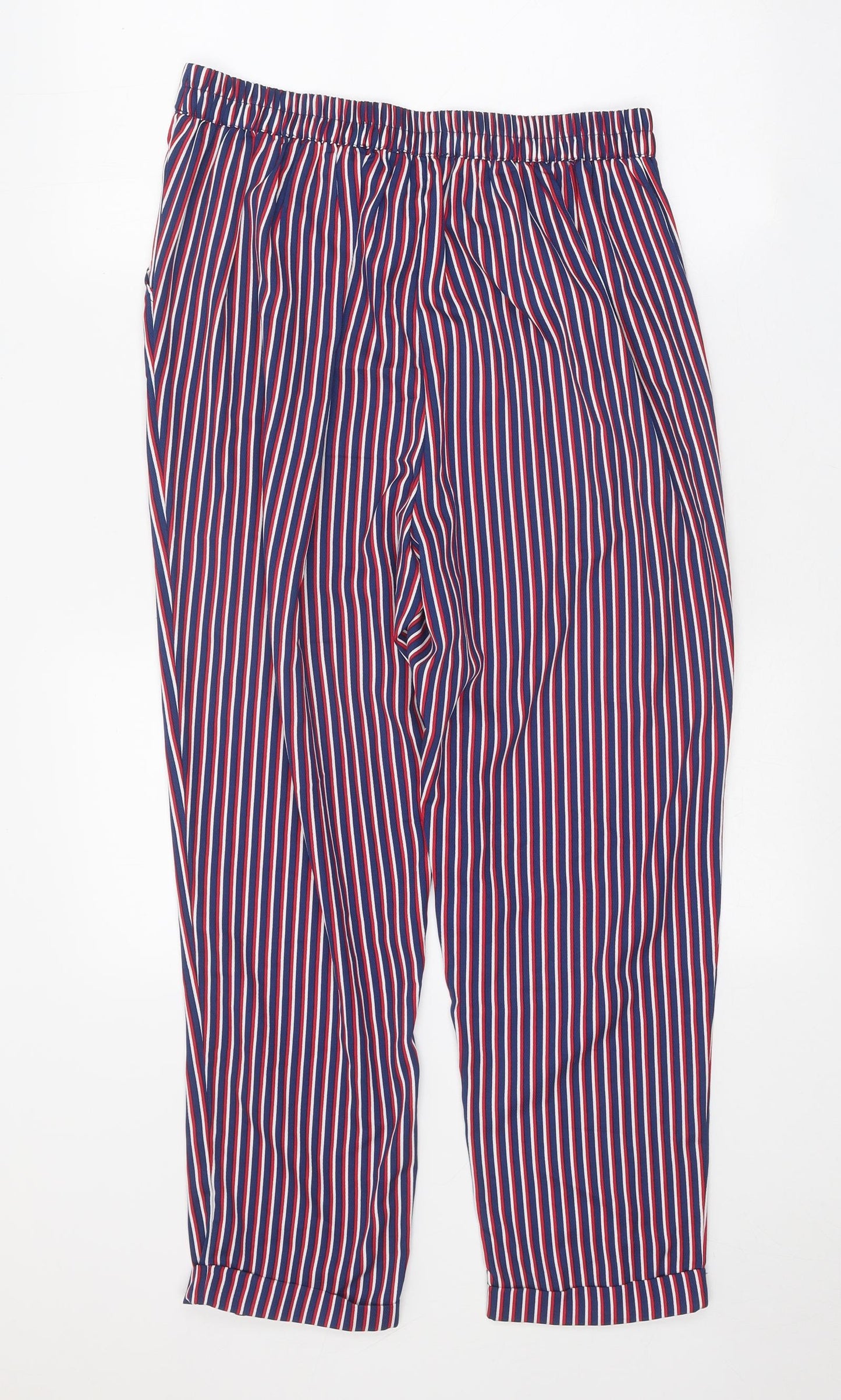 Studio Womens Multicoloured Striped Polyester Trousers Size 12 Regular