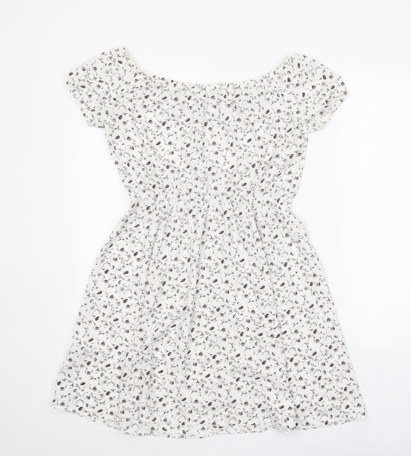 Pins & Needles Womens White Floral Polyester Fit & Flare Size XS Boat Neck Pullover