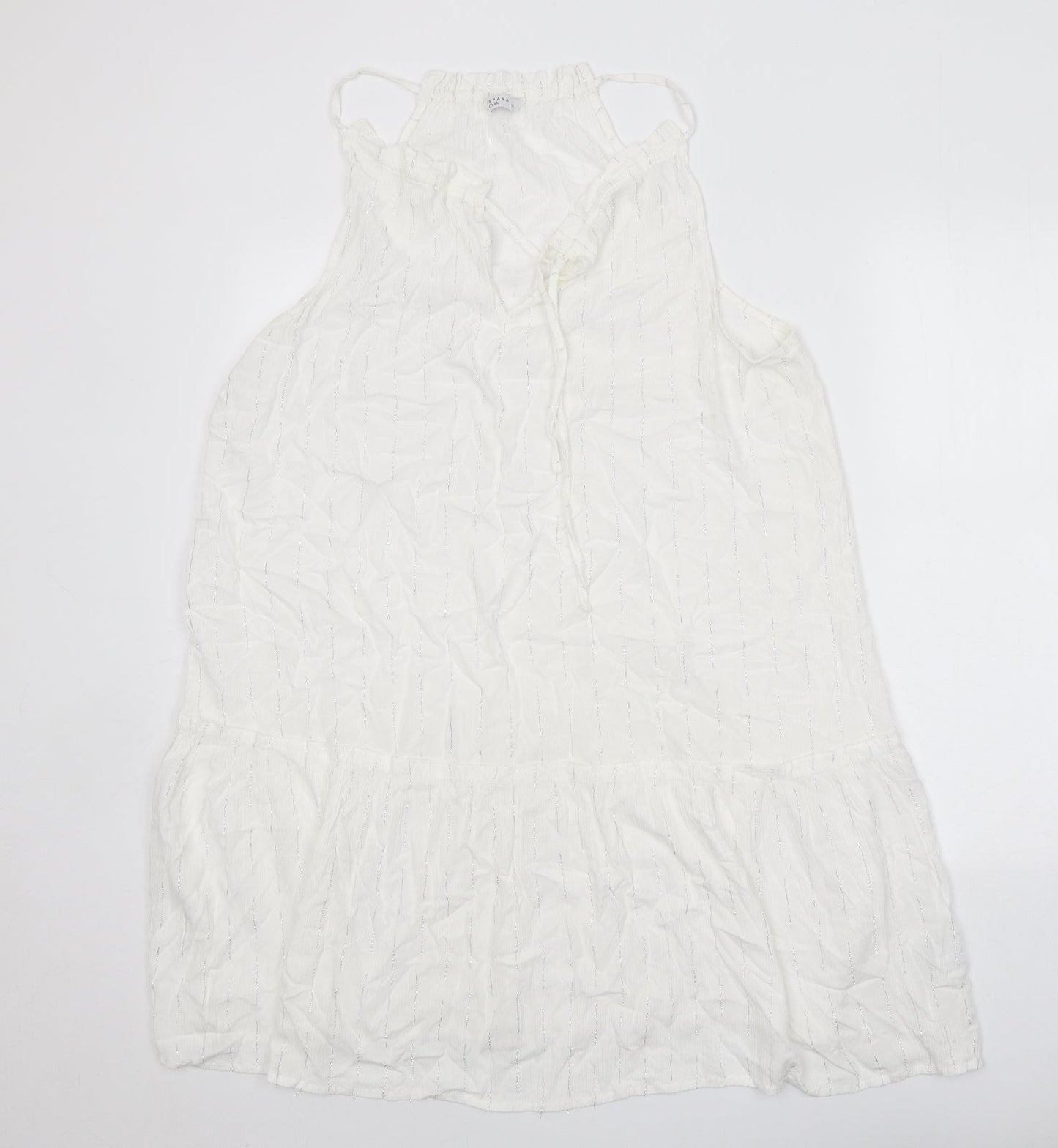 Papaya Womens White Viscose Trapeze & Swing Size 14 V-Neck Tie