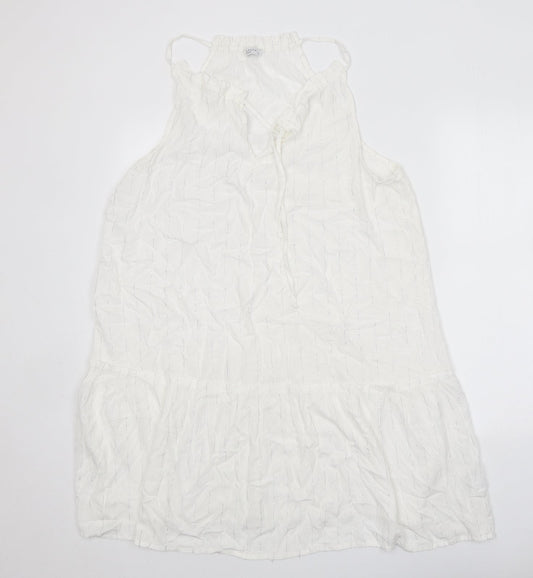 Papaya Womens White Viscose Trapeze & Swing Size 14 V-Neck Tie