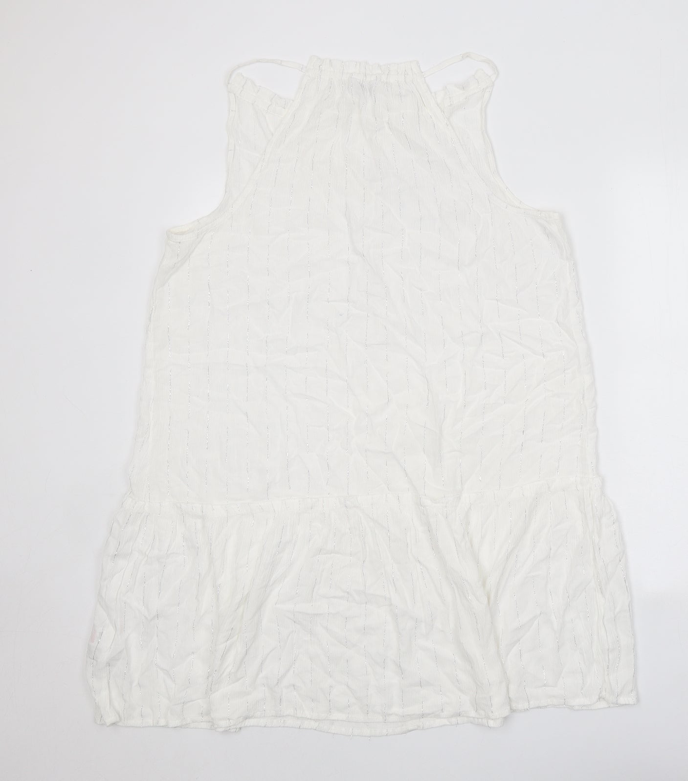 Papaya Womens White Viscose Trapeze & Swing Size 14 V-Neck Tie