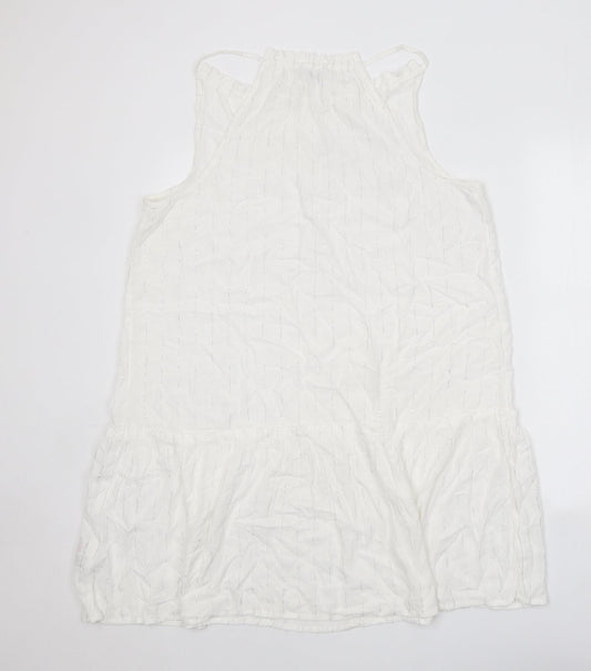 Papaya Womens White Viscose Trapeze & Swing Size 14 V-Neck Tie