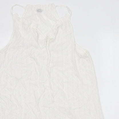 Papaya Womens White Viscose Trapeze & Swing Size 14 V-Neck Tie