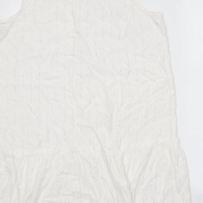 Papaya Womens White Viscose Trapeze & Swing Size 14 V-Neck Tie