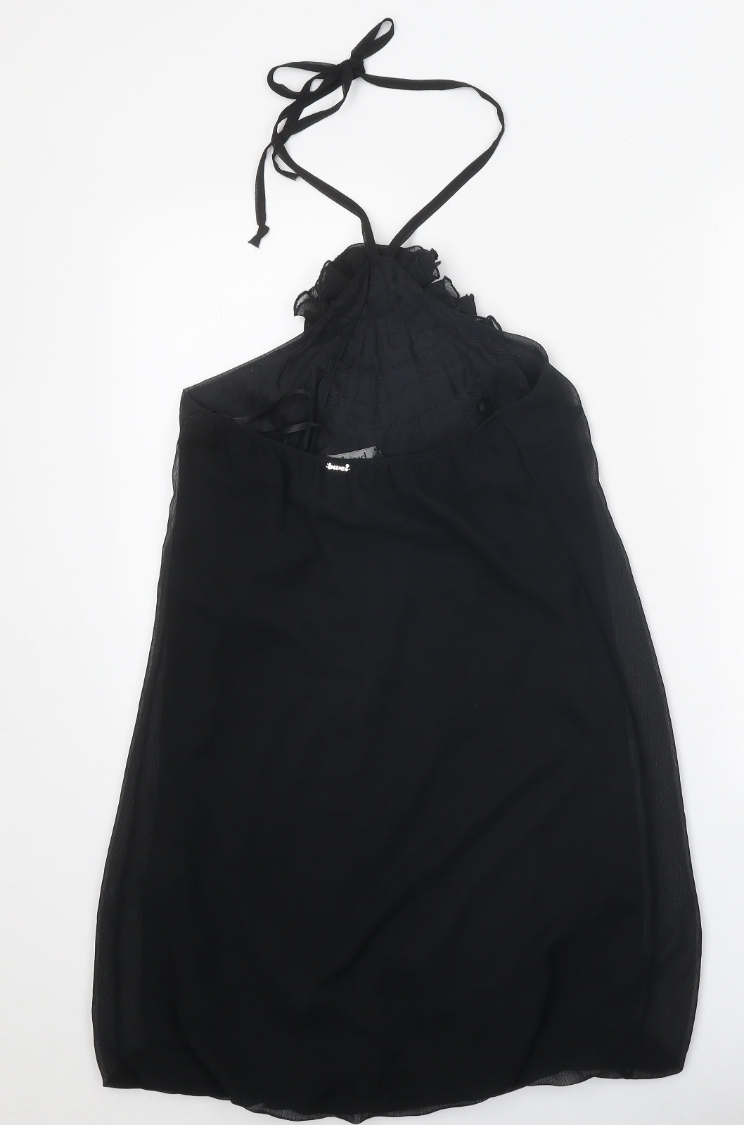Bwei Womens Black Polyester Slip Dress One Size Halter Tie - Flower Detail