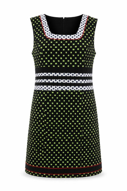 Sweet Miss Womens Black Geometric Cotton A-Line Size XL Square Neck Zip