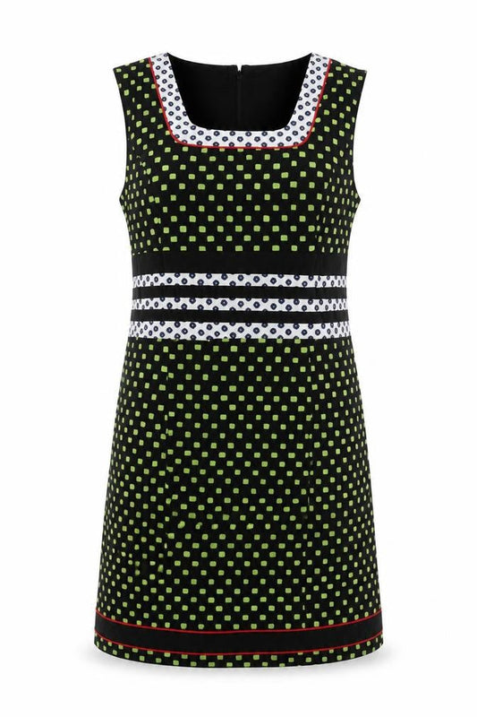 Sweet Miss Womens Black Geometric Cotton A-Line Size XL Square Neck Zip