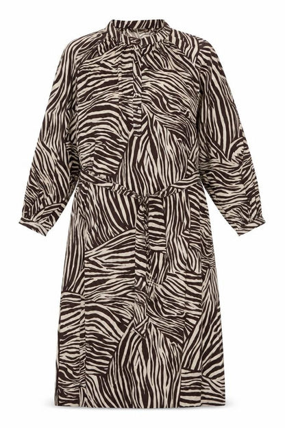 Preworn Womens Brown Animal Print Polyester A-Line One Size Round Neck Button - Tiger Pattern