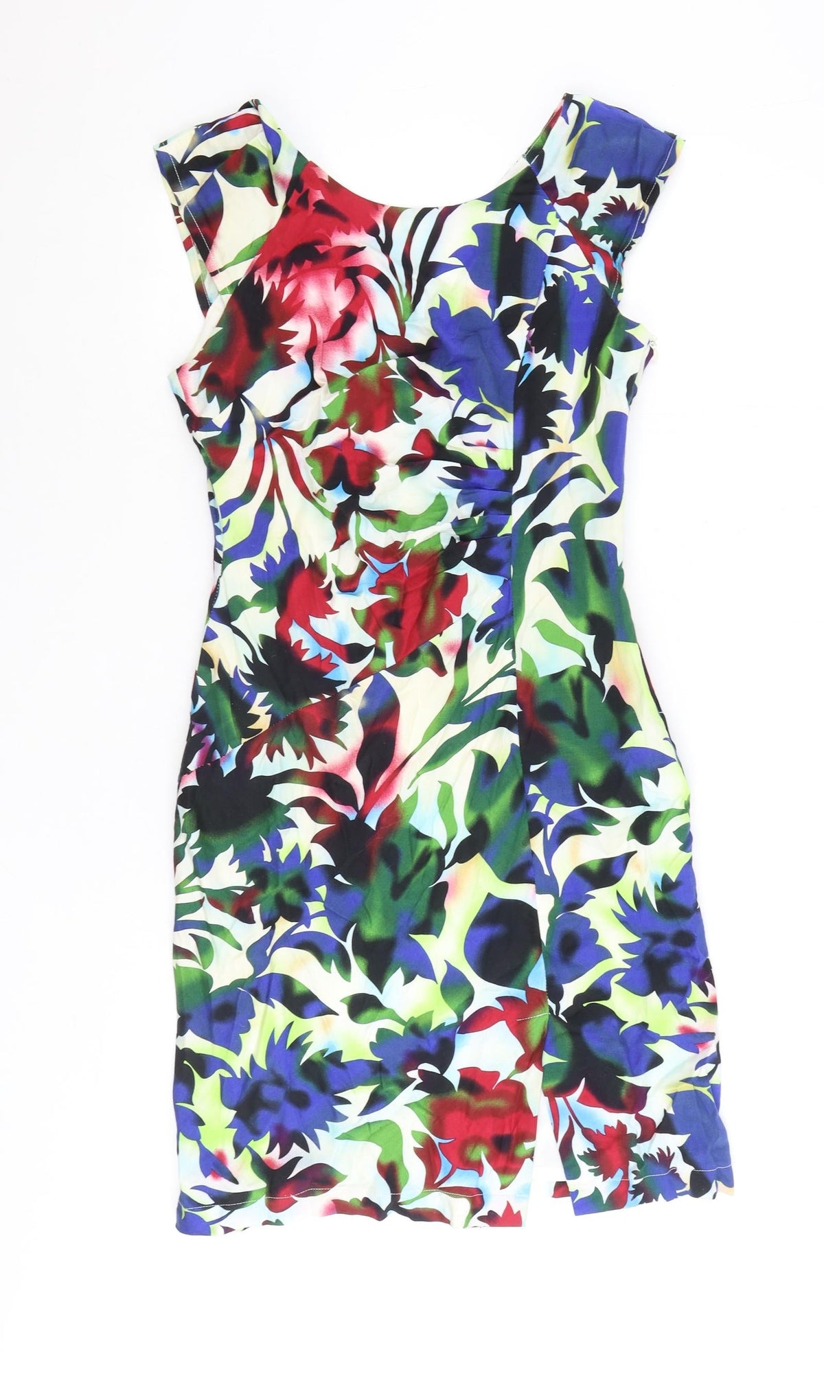 USCO Womens Multicoloured Geometric Polyester A-Line Size 10 Scoop Neck Zip