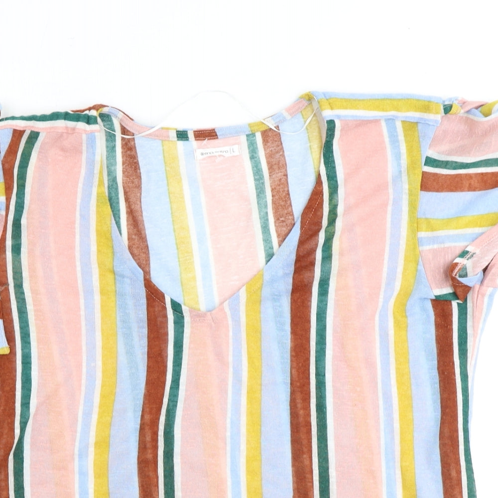 Womens UK Size L Encuentro Multicoloured Basic T-Shirt
