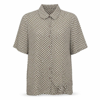 Selective Womens Brown Polka Dot Viscose Basic Button-Up Size 12 Collared