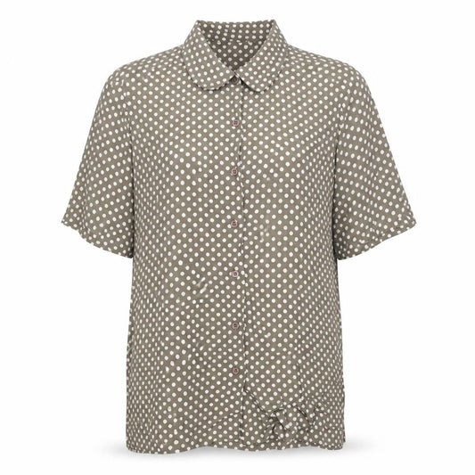 Selective Womens Brown Polka Dot Viscose Basic Button-Up Size 12 Collared