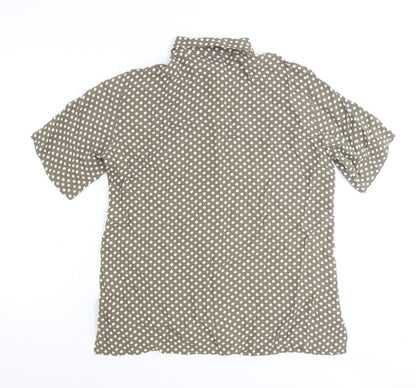 Selective Womens Brown Polka Dot Viscose Basic Button-Up Size 12 Collared