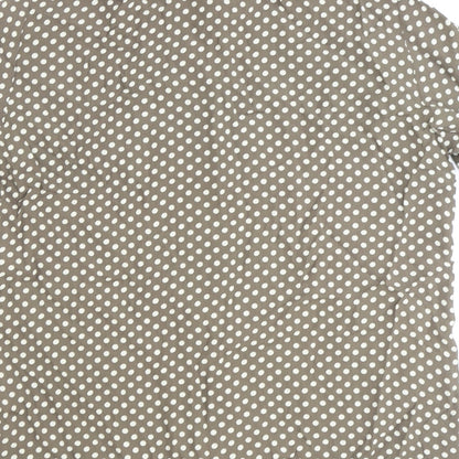 Selective Womens Brown Polka Dot Viscose Basic Button-Up Size 12 Collared