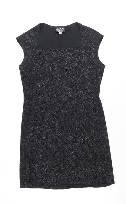 Onyx Nite Womens Black Polyester Sheath Size 14 Square Neck Pullover
