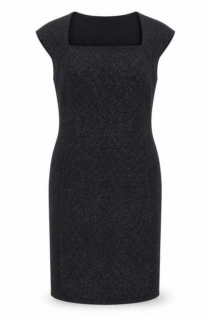 Onyx Nite Womens Black Polyester Sheath Size 14 Square Neck Pullover