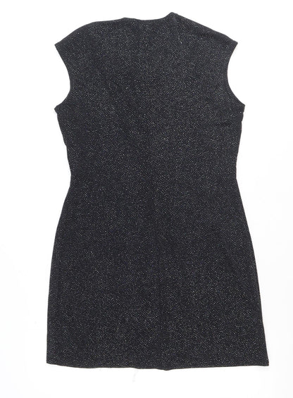 Onyx Nite Womens Black Polyester Sheath Size 14 Square Neck Pullover