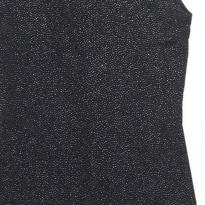 Onyx Nite Womens Black Polyester Sheath Size 14 Square Neck Pullover