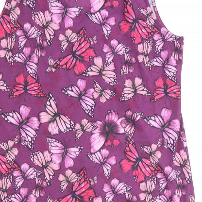Bonmarché Womens Purple Polyester Basic Tank Size 14 V-Neck - Butterfly Pattern