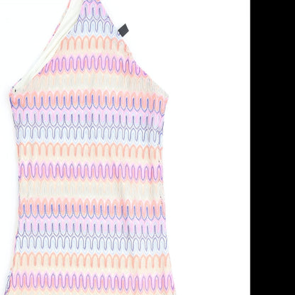Divided by H&M Womens Multicoloured Geometric Polyester Mini Size 2XS Halter Pullover