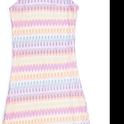 Divided by H&M Womens Multicoloured Geometric Polyester Mini Size 2XS Halter Pullover