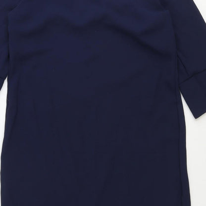 Marks and Spencer Womens Blue Polyester Sheath Size 12 V-Neck Pullover