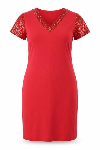 Slinky Brand Womens Red Acetate Sheath Size M V-Neck Pullover