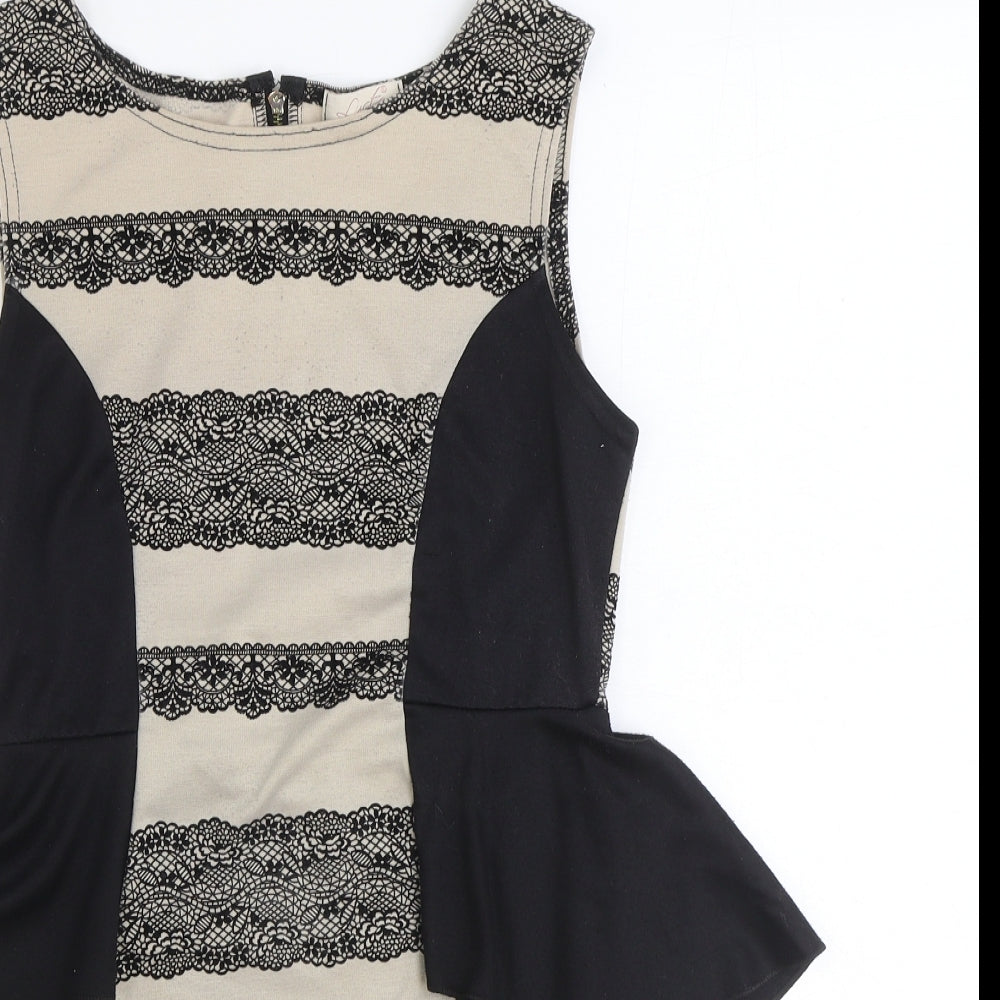lustre Womens Black Polyester Pencil Dress Size 10 Boat Neck Zip