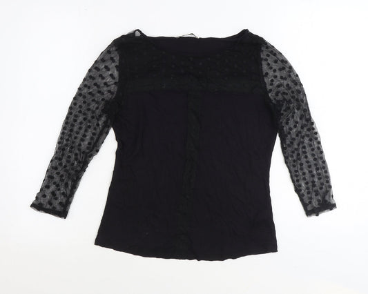 Womens UK Size M Oasis Black Basic Blouse