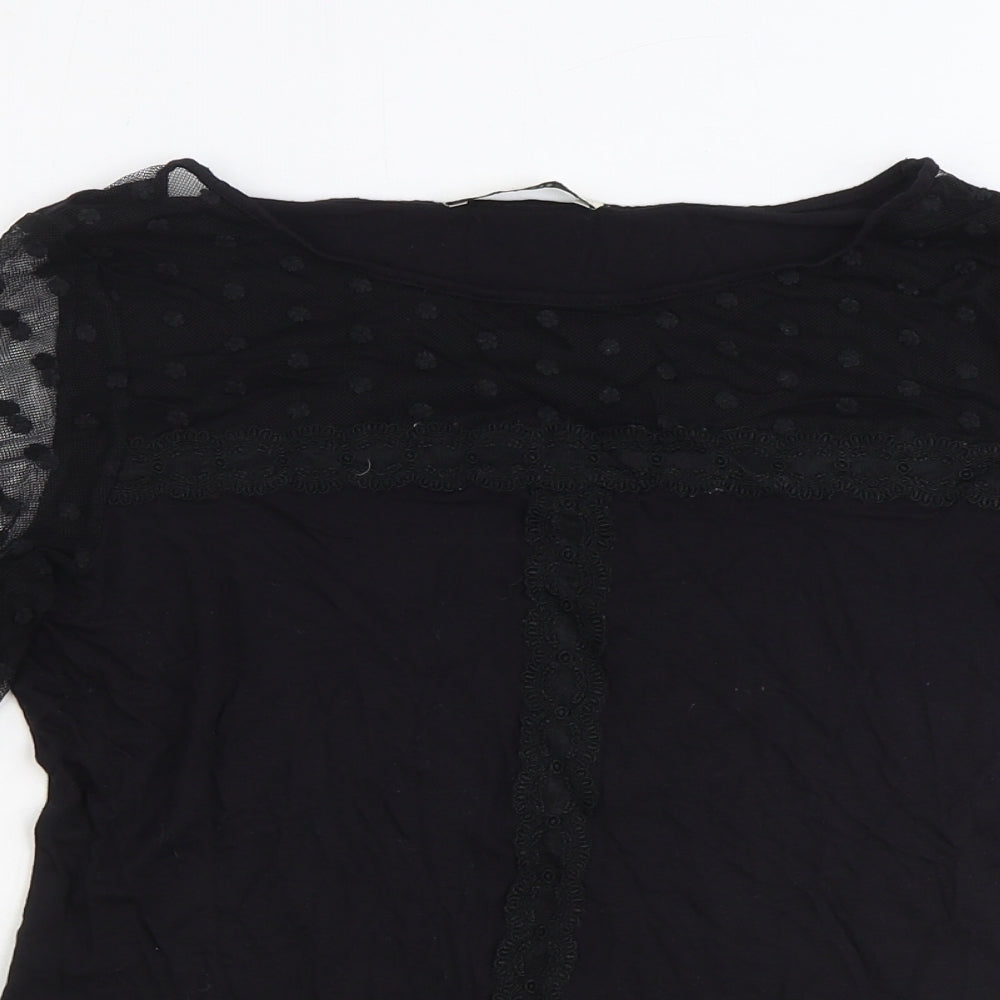 Womens UK Size M Oasis Black Basic Blouse