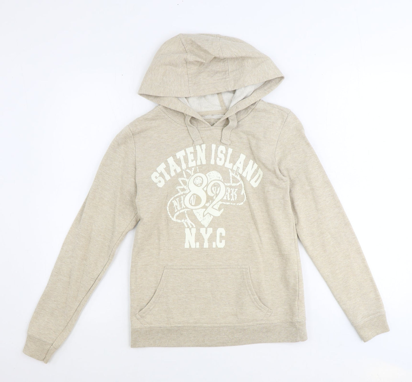 Denim & Co. Womens Ivory Cotton Pullover Hoodie Size 10 Pullover - Staten Island