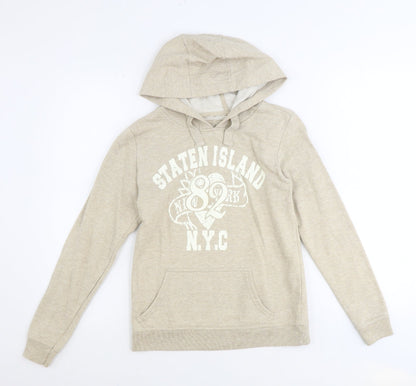Denim & Co. Womens Ivory Cotton Pullover Hoodie Size 10 Pullover - Staten Island