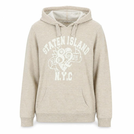 Denim & Co. Womens Ivory Cotton Pullover Hoodie Size 10 Pullover - Staten Island
