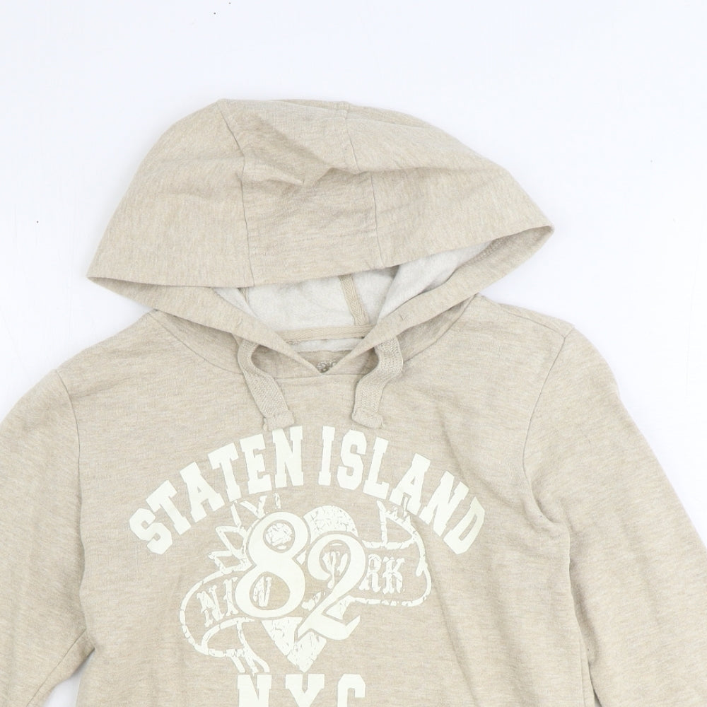 Denim & Co. Womens Ivory Cotton Pullover Hoodie Size 10 Pullover - Staten Island
