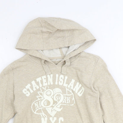 Denim & Co. Womens Ivory Cotton Pullover Hoodie Size 10 Pullover - Staten Island